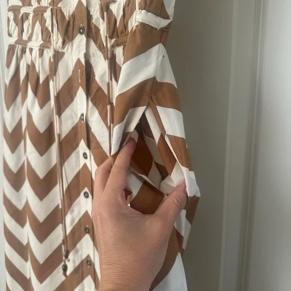 Maeve by Anthropologie Brown and White Chevron Midi Dress - Picture 3 of 4
